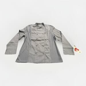 Chef Works Unisex Gray Chef Coat Button Roll Tab Long Sleeves Shirt Size L NWT